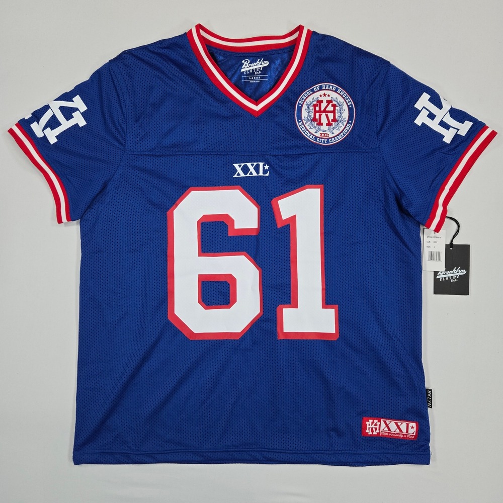 Brooklyn Cloth Hard Knocks 61 Mesh Jersey Blue Red Sportswear Size Large NWT